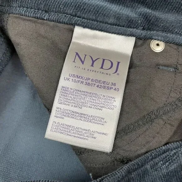 NWT NYDJ Women’s 6 Sheri Slim Corduroy stretch Lift Tuck Technology Navy New - Picture 6 of 8